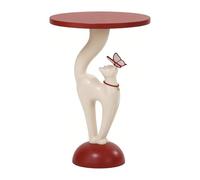 ZZlei2yu-12 Mesa de té Mesa Auxiliar de Columna con Forma Gato Base semicircular Superior Redonda for Almacenamiento en Dormitorio Mesa de Suelo(Blanco,Grande)