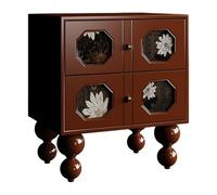 ZZlei2yu-12 Mesa de té Mesita de Noche con cajón Doble y Tirador Panel Decorativo Incrustaciones for Dormitorio Mesa de Suelo(Bruin,Pequeño)