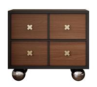 ZZlei2yu-12 Mesa de té Mesita de Noche con Cuatro Patas esféricas y Dos cajones, manijas Metal for Almacenamiento en el Dormitorio Mesa de Suelo(Pequeño)