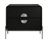 ZZlei2yu-12 Mesa de té Mesita de Noche con Cuerpo Cuadrado, Cuatro Patas Metal, Dos cajones for Almacenamiento en el Dormitorio Mesa de Suelo(Negro,Medio)