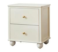 ZZlei2yu-12 Mesa de té Mesita de Noche con Cuerpo Cuadrado, Dos cajones, Patas esféricas for Almacenamiento en Dormitorio Mesa de Suelo(Blanco,Grande)