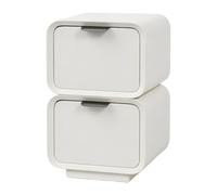 ZZlei2yu-12 Mesa de té Mesita de Noche con Dos cajones cúbicos Apilados manija Panel Delgado for Almacenamiento en el Dormitorio Mesa de Suelo(Blanco,Medio)