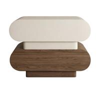 ZZlei2yu-12 Mesa de té Mesita de Noche Doble Nivel con Tiradores y cajones empotrados for Sala Estar Dormitorio Mesa de Suelo(Bruin,Grande)