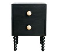 ZZlei2yu-12 Mesa de té Mesita de Noche Dos cajones con pomos Redondos y Patas torneadas for Dormitorio Sala Estar Mesa de Suelo(Negro)