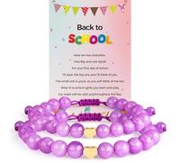 ZZLTAWS Mommy and Me - Juego de pulseras de corazón con cuentas a juego para el primer día de escuela preescolar para el primer día de escuela, regalo de joyería para el regreso a la escuela, Talla