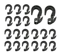 ZZLZX - Gancho de plástico para cuerda elástica, 20 unidades, extremos de terminal de cuerda elástica de plástico negro, ganchos abiertos en S para cuerda de choque, lona de goma, ganchos de cuerda