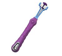ZZM Cepillo de dientes para perro, cepillo de dientes para perros de triple cabeza, adecuado para cuidado dental de mascotas, para perros de tamaño mediano y grande, 17 x 2,3 cm (morado)