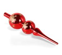 ZZOUFI Adorno Punta Arbol Navidad de Vidrio Cristal, Rojo, 31cm Parte Superior Topper para la Copa de Arbol Navidad Grande, Brillante y Elegante