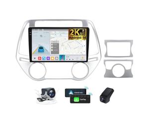 ZZPHKK Android 14 Estéreo de Coche Doble DIN de 9,5 Pulgadas 2K Pantalla Táctil para Hyundai i20 PB 2012-2014 con CarPlay/Android Auto FM RDS Radio de Coche Bluetooth DSP + Cámara DVR(2K M400S)