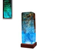 ZZPXMY Lámpara Creativa de Madera y Resina Epoxi Oceánica - Simula Escenas Submarinas, Iluminación LED Multicolor, Lámpara Oceánica Artesanal, Ideal para Decoración del Hogar (Modelo B, 22 * 7.5cm)