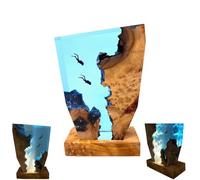 ZZPXMY Lámpara de Noche Buceador y Tortuga Marina - Lámpara de Mesilla de Resina, Océano, Pintura Perspectiva Temática Océano (Pequeña)