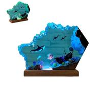 ZZPXMY Lámpara Océano de Resina, Lámpara de Noche, Lámpara de Mesa, Lámpara de Resina, Lámpara Océano, Decoración de Escritorio, Lámpara de Madera de Resina, Decoración de Dormitorio (8 * 5in)