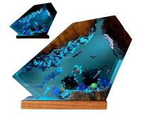 ZZPXMY Lámpara Océano, Lámpara de cabecera de epoxi, Pintura en perspectiva con temática oceánica, Luz nocturna de buceador, Decoración de oficina para hombre (Grande)