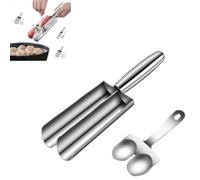 ZZPXMY Máquina para Hacer albóndigas, Máquina para Hacer Bolas con Forma de albóndiga, Máquina para Hacer albóndigas Manual de Cocina de Acero Inoxidable (Tubo Doble)