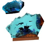 ZZPXMY Orca y buzo buceando lámpara de madera de resina, lámpara océano, diorama temática océano, lámpara océano de resina, luz nocturna buzo, decoraciones dormitorio (Pequeña)