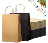 ZZQVIP Bolsas de Regalo de Papel Kraft - Pack de 42, 21 Marrones y 21 Negras, 21×16×8cm - Ideal para Envoltura de Regalos, Fiestas de Cumpleaños y Celebraciones Navideñas