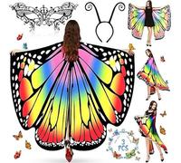 ZZQVIP Disfraz de Mariposa para Mujer, Chal Alas Mariposa, Diadema de Mariposa, Antifaz de Encaje de Mariposa, para Carnaval, Disfraces, Fiestas Temáticas, Fiestas de Halloween y Cosplay