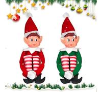 ZZQVIP Elfos de Navidad 2 Piezas - 45cm Elfo de Navidad Travieso Rojo y Verde, Muñecos Duendes Navideños de Tela y Cabeza de Vinilo, Decoración de Navidad para Hogar, Mesa, Chimenea o Árbol