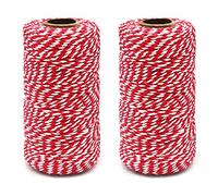 ZZRanYe 2 rollos de 200 m, cuerda de embalaje, cuerda duradera, cuerda de Navidad, para jardinería, decoración, atar cajas de pasteles y pastelería, manualidades y envoltura de regalos, para arte y