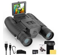 ZZSTAR Prismáticos de 12 x 32 pulgadas con cámara, lente prisma FMC y BAK4, gran visión, prismáticos portátiles de alta potencia para adultos, pantalla LCD de 2 pulgadas, grabadora de fotos de video