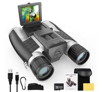 ZZSTAR Prismáticos de 12 x 32 pulgadas con cámara, lente prisma FMC y BAK4, gran visión, prismáticos portátiles de alta potencia para adultos, pantalla LCD de 2 pulgadas, grabadora de fotos de video
