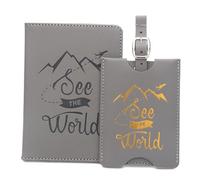 ZZTWER Juego de Etiquetas for Equipaje con Porta Pasaporte antimagnético, de Cuero, for Pasaporte, for Viaje, for avión Carteras para Pasaporte(Grey)