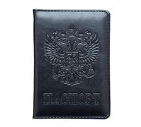 ZZTWER Porta Pasaporte con Emblema Nacional Ruso, libreta de Pasaporte en Relieve, Bolsa de Pasaporte en Relieve, Porta Billetes, Tarjetero Carteras para Pasaporte(Noir)
