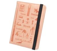 ZZTWER Porta pasaportes de Oriente Medio, Arabia Saudita, Qatar, Arquitectura, Animales, Juego de libreta de Pasaporte antimagnética Carteras para Pasaporte(Rose)