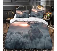 ZZVRMCYLD Ciervos en la Escarcha 3D Impresión Edredón Funda 3pz Microfibra Cremallera Oculta Funda de edredón 2 Fundas Lavable a máquina Chicos Niños Super King（260x220cm）