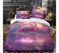 ZZVRMCYLD Flamenco Rosado 3D Impresión Funda de edredón 3pz Microfibra Ligera fantasía Surrealista Edredón Funda 2 Fundas Cremallera Oculta Chicos Niños Single (135x200cm)