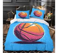 ZZVRMCYLD Gráfico de Baloncesto 3D Impresión Funda de edredón 3pz Microfibra Resistente ilustración Vectorial Edredón Funda 2 Fundas Lavable a máquina Adolescentes Adultos King（220x240cm）