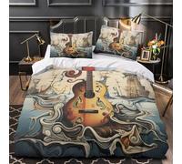 ZZVRMCYLD Guitarra 3D Impresión Edredón Funda 3pz Microfibra Cremallera Oculta Fantasía Surrealista Funda de edredón 2 Fundas fácil Cuidado Chicas Niños Double（200x200cm）