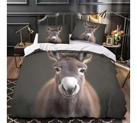 ZZVRMCYLD Lindo bebé Burro 3D Impresión Funda de edredón 3pz Microfibra hipoalergénica Digital Edredón Funda 2 Fundas antidesvanecimiento Chicas Niños Single（140x200cm）