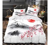 ZZVRMCYLD Monte Fuji 3D Impresión Edredón Funda 3pz Microfibra Ligera Pintura con Tinta Japonesa Funda de edredón 2 Fundas Lavable a máquina Decoración habitación Parejas King（220x240cm）