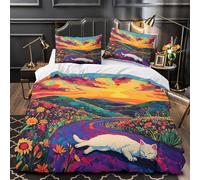 ZZVRMCYLD Paisaje del Atardecer 3D Impresión Funda de edredón 3pz Microfibra antidesvanecimiento Vibrante Surrealista Edredón Funda 2 Fundas Cremallera Oculta Decoración Familia Super King（260x220cm）