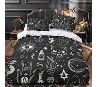 ZZVRMCYLD Símbolos de brujería 3D Impresión Funda de edredón 3pz Microfibra Lavable Ocultismo gótico Edredón Funda 2 Fundas antidesvanecimiento Chicos Chicas King（220x240cm）