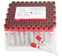 ZZwansuGE 100 Tubos De Vidrio para RecoleccióN De Sangre, Tubos Desechables para RecoleccióN De Sangre Al VacíO, Tubos De RecoleccióN De Sangre De 3ml/5ml/10ml, con Tapas De Rosca Rojas,10ml