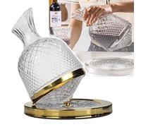 ZZwansuGE Decantador Giratorio De 360 Grados, Decantador De Botellas De Vidrio, Juego De Decantador De 1200 Ml, Decantador De Cristal, para Regalo/Bar/Decoración/Arte (200x245x90mm),A