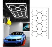 ZZwansuGE Foco De Garaje Hexagonal De 672W, Luz Led De Panal Superbrillante De 14 Rejillas, Temperatura De Color De 6500K, 110-120lm/W, para Almacenes, SóTanos Y Talleres (2435 X 4845 mm),White