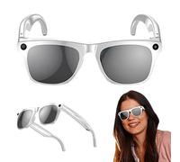 ZZwansuGE Gafas Inteligentes con AI, TraduccióN MultilingüE En Tiempo Real con AI, con CáMara HD De 1 MillóN De PíXeles + Altavoces Duales + Flash, para Viajes, MúSica, Llamadas Bluetooth,White