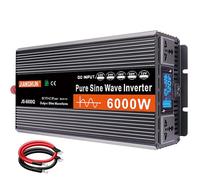 ZZwansuGE Inversor De Onda Sinusoidal Pura De 3000W/4000W/5000W/6000W, Inversor De Corriente, CC 12V/24V/48V/60V A CA 220V, con Pantalla A Color Inteligente + Enchufe Universal De 1/2".,6000W-12V