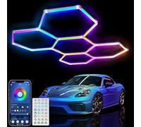 ZZwansuGE Luces De Garaje Hexagonales RGB, 24 Luces Led De Panal, con Control Remoto (366 Modos), 5 Rejillas, Luces De Techo Superbrillantes para Garaje, Juegos, SóTano Y Gimnasio.