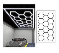 ZZwansuGE Luz De Garaje Led De Panal De 14 Rejillas, Luz De Garaje Hexagonal De 672W, Luz Blanca Pura De 6500K, Ahorro De EnergíA, Flujo Luminoso De 110-120lm/W, Paquete De 69 Luces Led,Blue