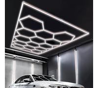 ZZwansuGE Luz De Garaje Led De Panal De 14 Rejillas, Luz De Garaje Hexagonal De 672W, Luz Blanca Pura De 6500K, Ahorro De EnergíA, Flujo Luminoso De 110-120lm/W, Paquete De 69 Luces Led,Red