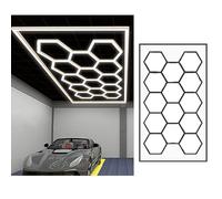 ZZwansuGE Luz De Garaje Led De Panal De 14 Rejillas, Luz De Garaje Hexagonal De 672W, Luz Blanca Pura De 6500K, Ahorro De EnergíA, Flujo Luminoso De 110-120lm/W, Paquete De 69 Luces Led,Gold