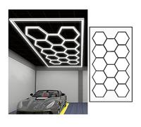 ZZwansuGE Luz De Garaje Led De Panal De 14 Rejillas, Luz De Garaje Hexagonal De 672W, Luz Blanca Pura De 6500K, Ahorro De EnergíA, Flujo Luminoso De 110-120lm/W, Paquete De 69 Luces Led,Black