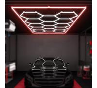 ZZwansuGE Luz Led Hexagonal para Garaje De 672W, Luz De Techo con DiseñO De Panal De 14 Rejillas, Luz Blanca FríA De 6500 K, 110-120lm/W, Luz MagníFica, para Garajes, Tiendas Y Almacenes.,Red