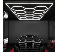 ZZwansuGE Luz Led Hexagonal para Garaje De 672W, Luz De Techo con DiseñO De Panal De 14 Rejillas, Luz Blanca FríA De 6500 K, 110-120lm/W, Luz MagníFica, para Garajes, Tiendas Y Almacenes.,White