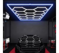 ZZwansuGE Luz Led Hexagonal para Garaje De 672W, Luz De Techo con DiseñO De Panal De 14 Rejillas, Luz Blanca FríA De 6500 K, 110-120lm/W, Luz MagníFica, para Garajes, Tiendas Y Almacenes.,Blue
