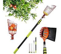 ZZwansuGE Recolector De Frutas De 3,2 M De Altura, Recolector De Frutas De Gran Capacidad, con Bolsa De Red (13 X 27 Cm) + Poste TelescóPico De 4 Secciones (1-3,2 M), Gran Capacidad